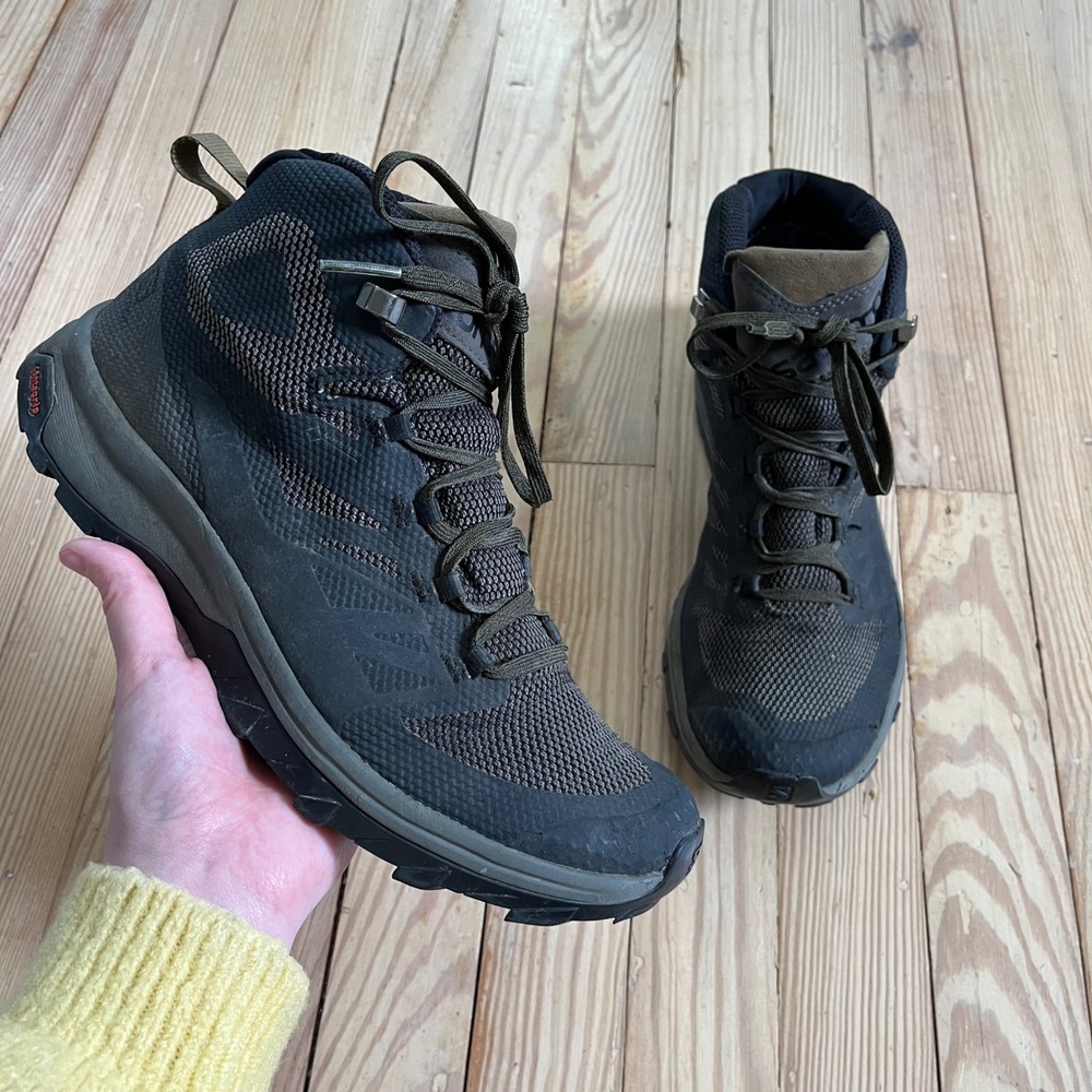 Salomon Outpulse Mid GTX Hiking Boot Mens 9.5 Black Olive Outdoor trail GORE-TEX